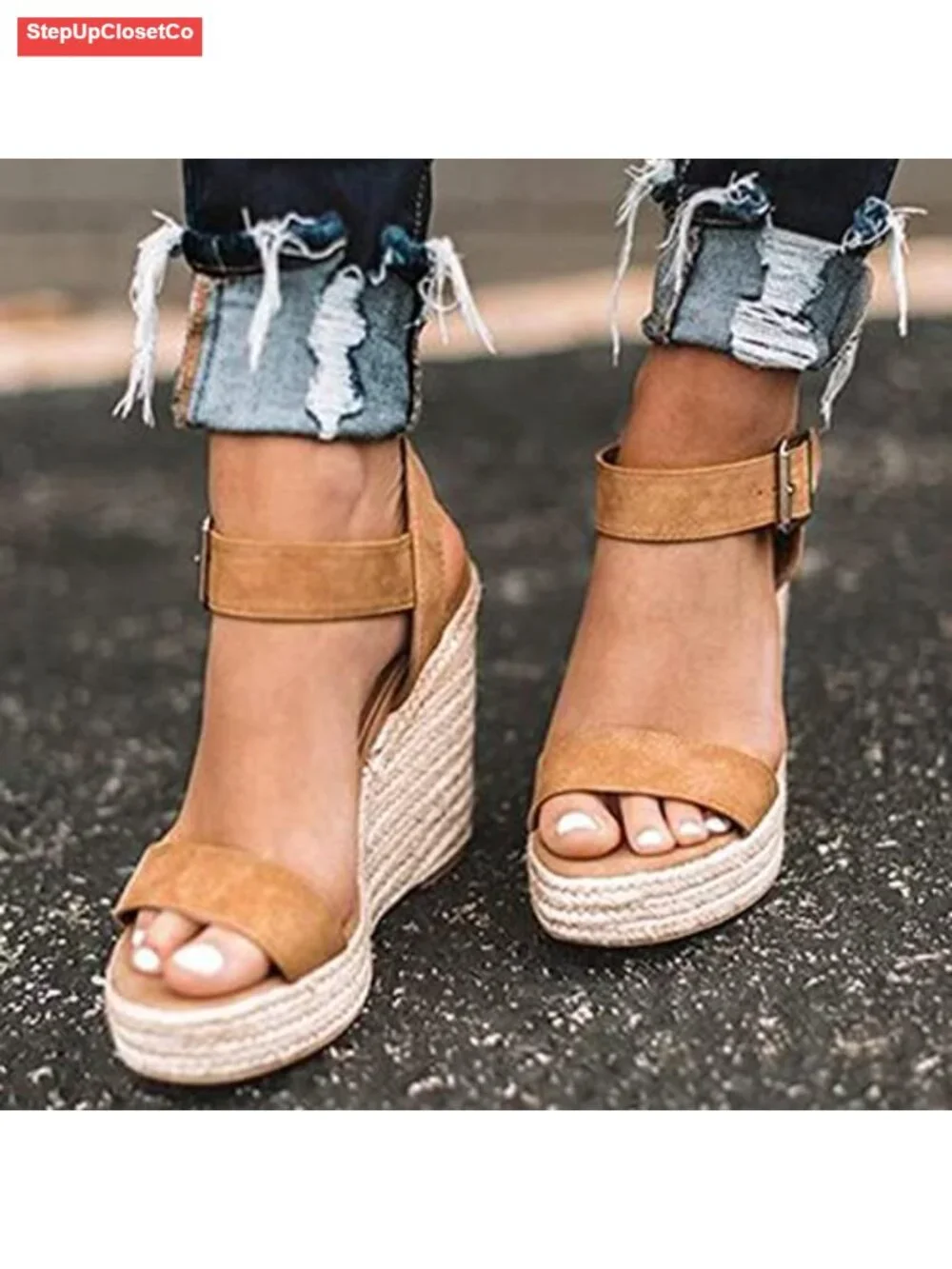 Wedge Sandals Platform Ankle Strap Espadrille Lightweight Cushioned Summer